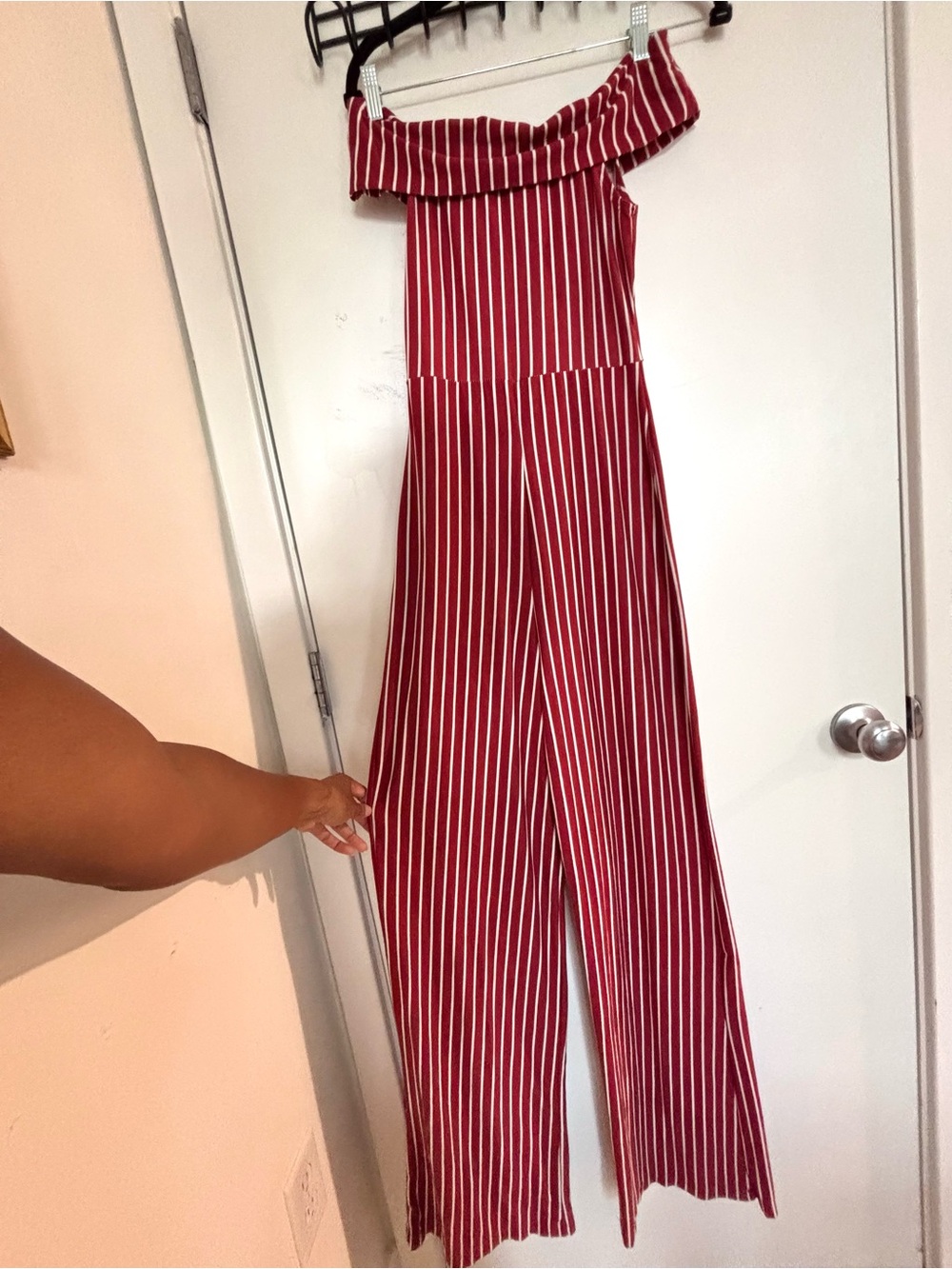 Diosa Burgundy Striped Jumpsuit